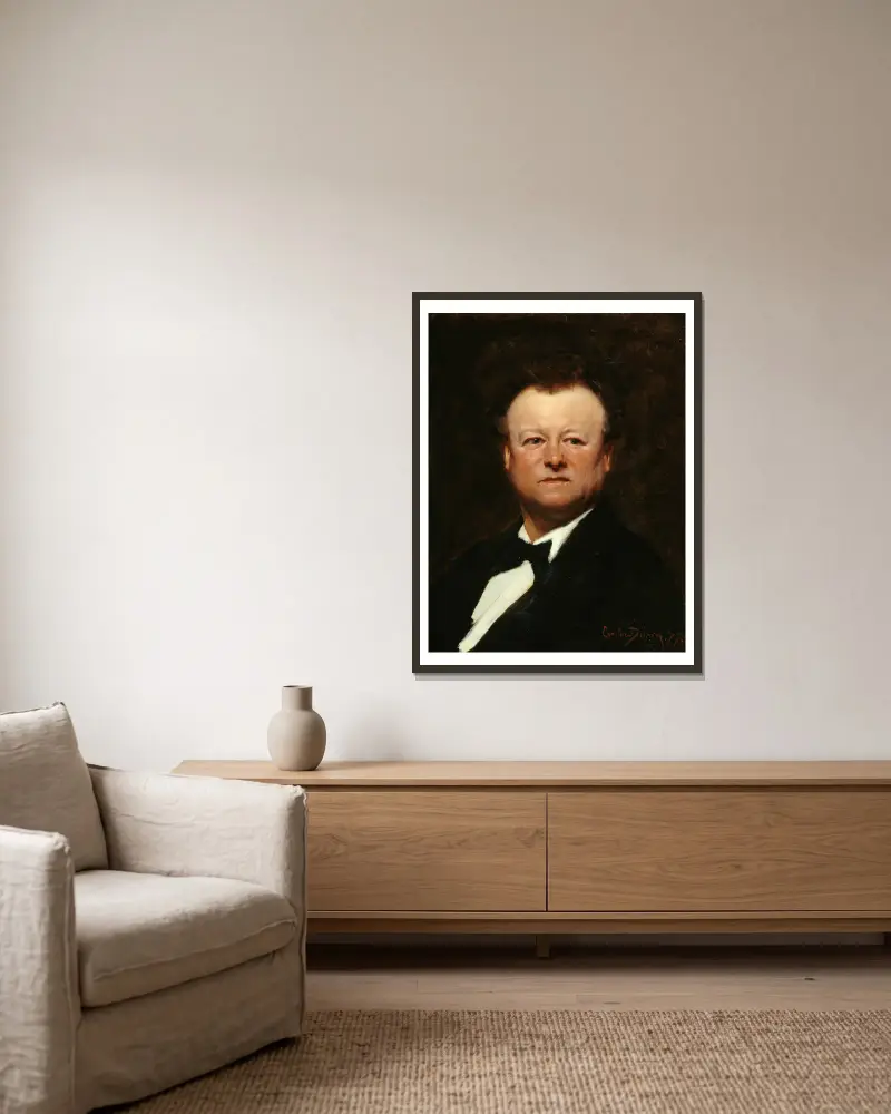 Portrait de Jean-François Berthelier (1830-1888), chanteur av Carolus-Duran inramad på en vägg