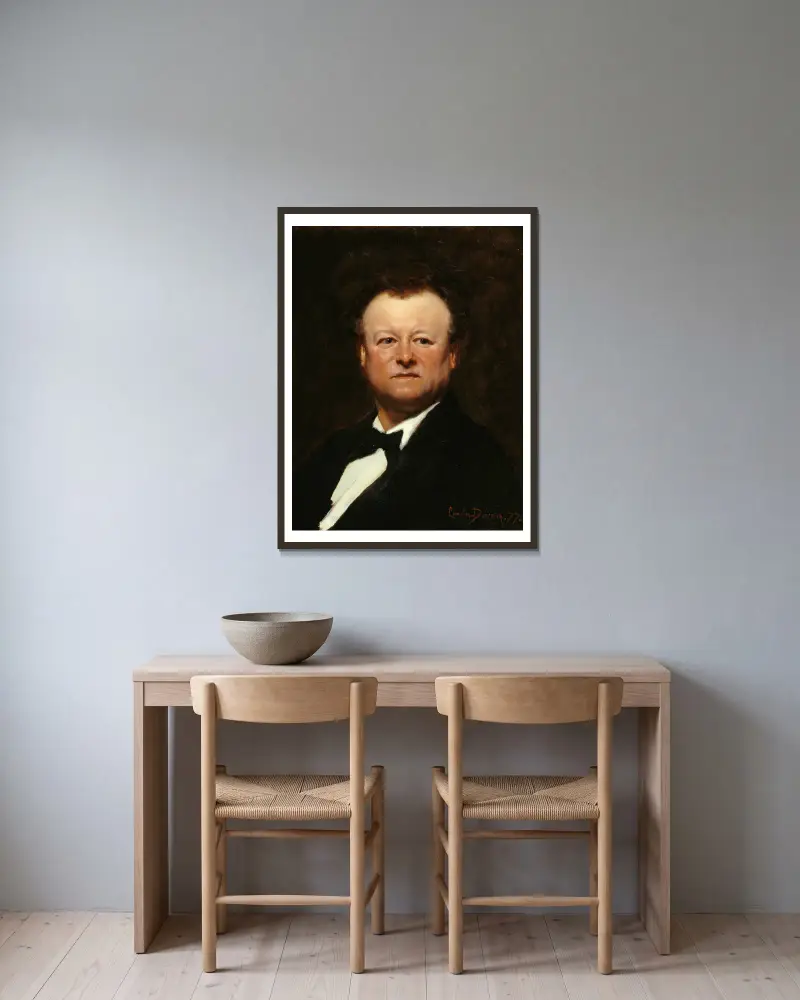 Portrait de Jean-François Berthelier (1830-1888), chanteur av Carolus-Duran inramad på en vägg