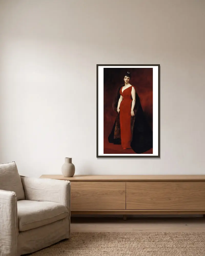 Portrait de Madame Edgar Stern av Carolus-Duran inramad på en vägg