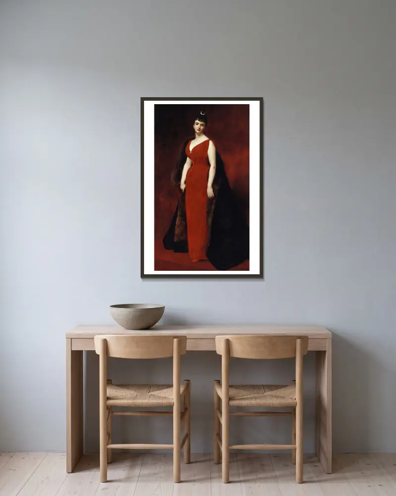 Portrait de Madame Edgar Stern av Carolus-Duran inramad på en vägg