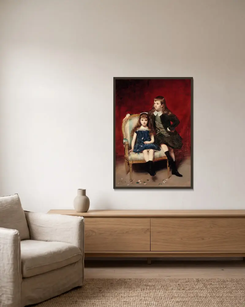 Porträtt av Marguerite (1883–1973) och Robert (1880–1956) de Broglie av Carolus-Duran inramad på en vägg
