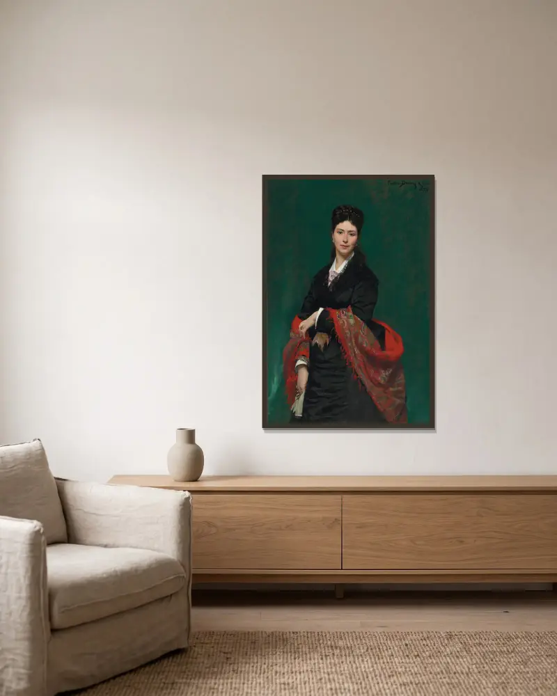 Porträt der Madame Marie Clerc von Carolus-Duran gerahmt an einer Wand