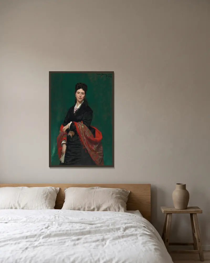 Porträt der Madame Marie Clerc von Carolus-Duran gerahmt an einer Wand