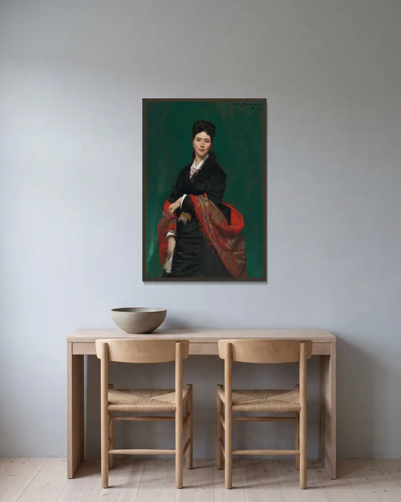 Porträt der Madame Marie Clerc von Carolus-Duran gerahmt an einer Wand