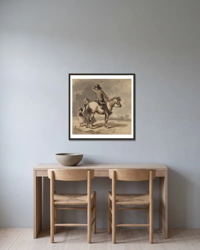 Junge auf einem Pony und zwei Mädchen von Felix Octavius Carr Darley gerahmt an einer Wand