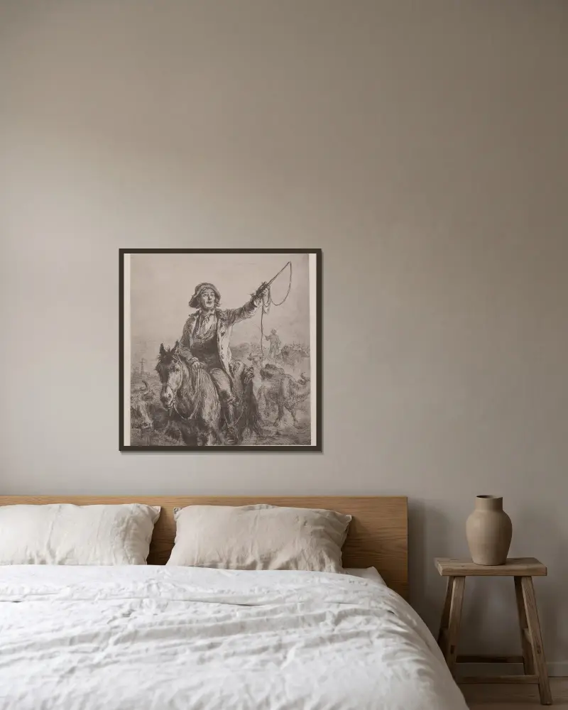 Hirte, der Vieh treibt von Felix Octavius Carr Darley gerahmt an einer Wand