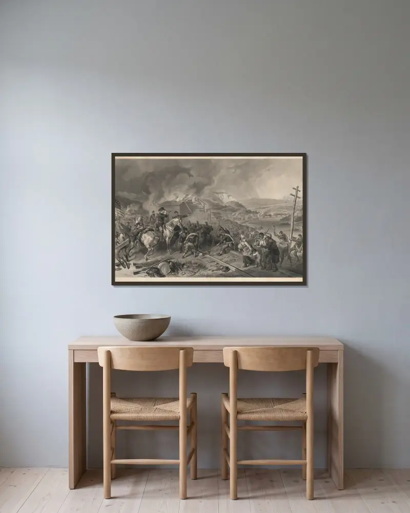 Shermans marsch mot havet av Felix Octavius Carr Darley inramad på en vägg