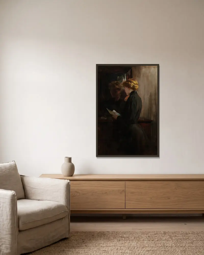 Großmutters Liebesbriefe von James Carroll Beckwith gerahmt an einer Wand