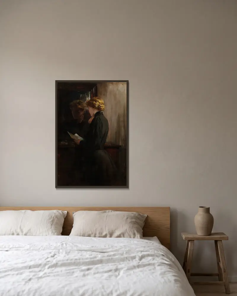Großmutters Liebesbriefe von James Carroll Beckwith gerahmt an einer Wand