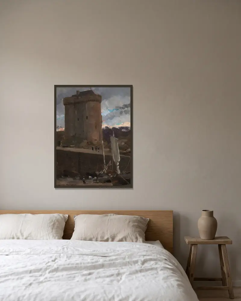 Der Turm von Solidor bei Saint-Severin, Normandie von James Carroll Beckwith gerahmt an einer Wand