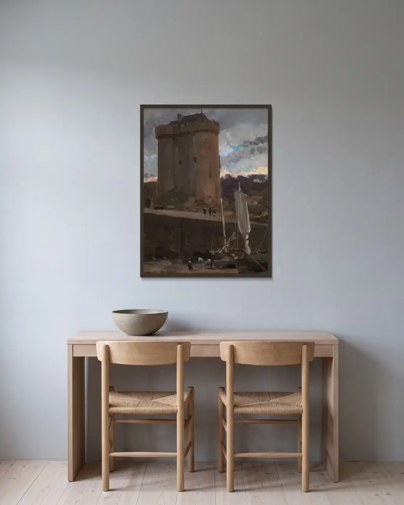 Der Turm von Solidor bei Saint-Severin, Normandie von James Carroll Beckwith gerahmt an einer Wand