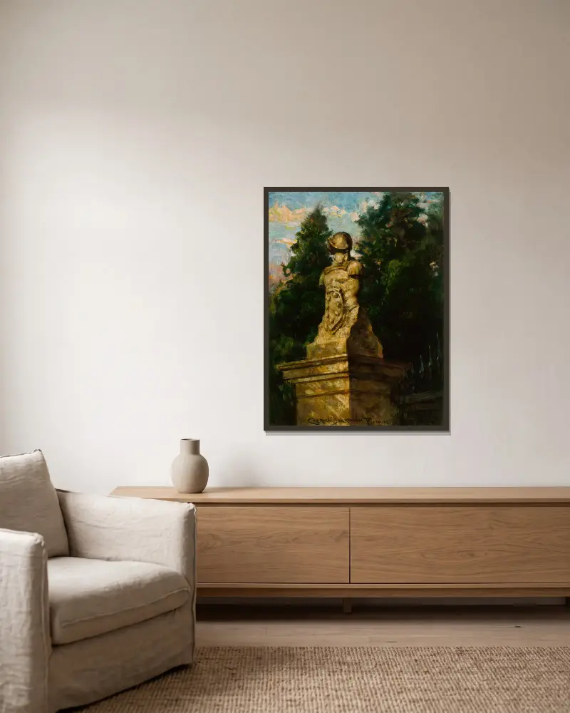 Modigliani Gate Post av James Carroll Beckwith inramad på en vägg