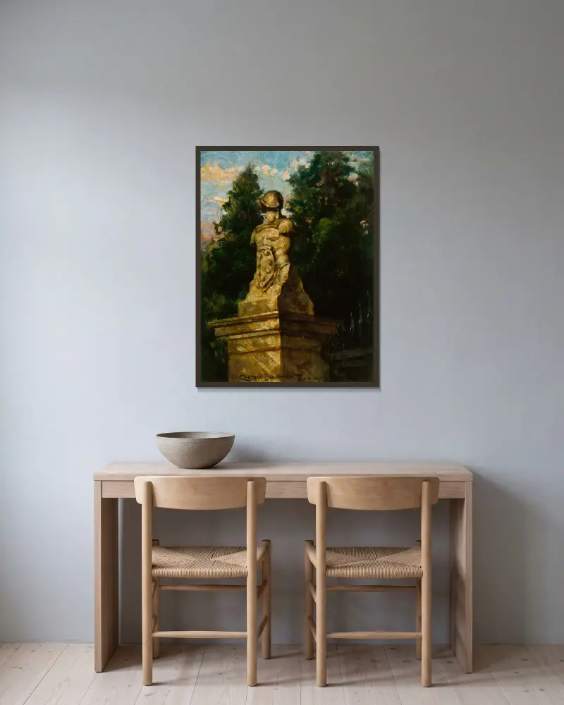 Modigliani Gate Post av James Carroll Beckwith inramad på en vägg