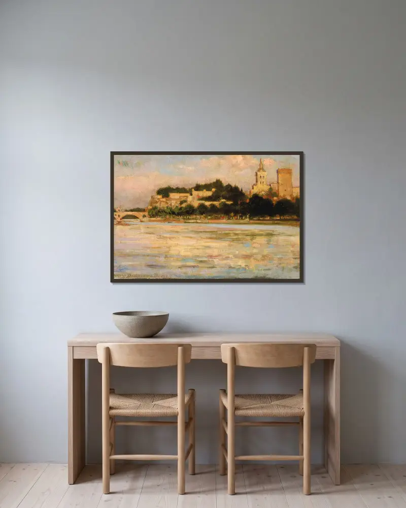 Påvepalatset och Pont d’Avignon av James Carroll Beckwith inramad på en vägg