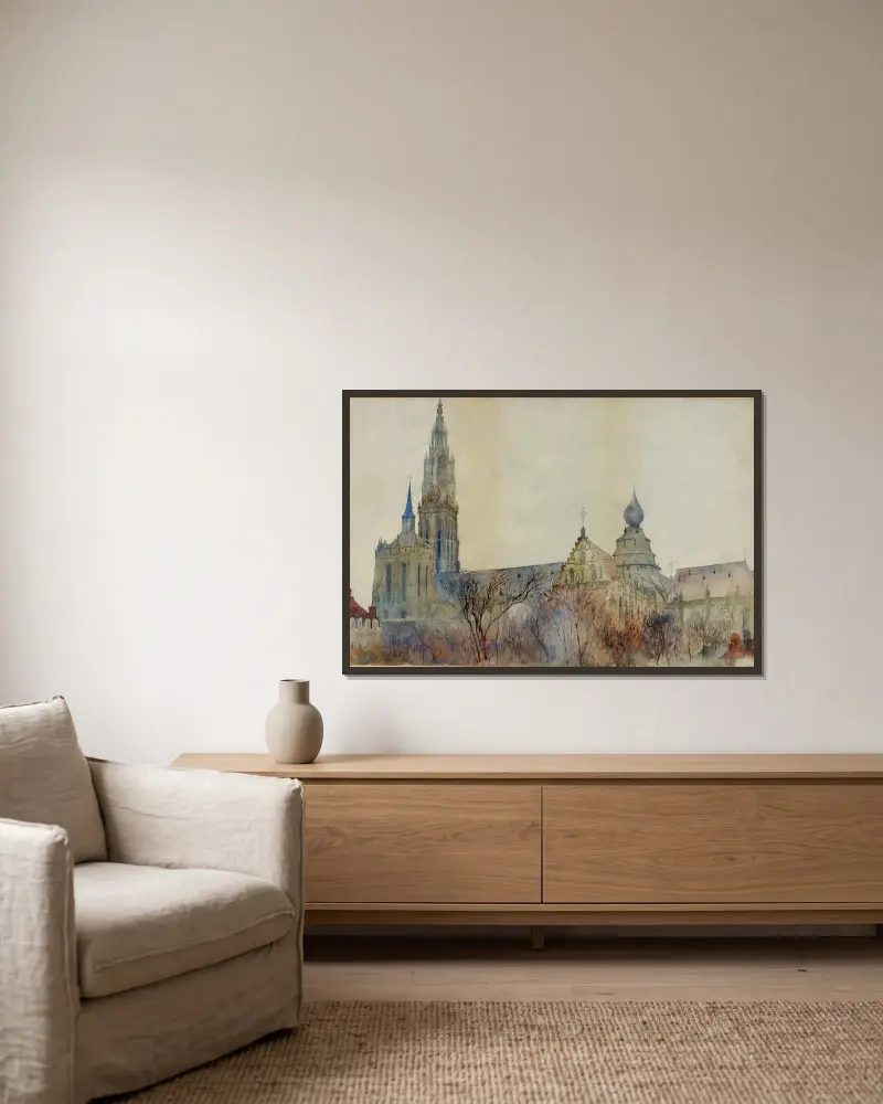 Antwerpener Kathedrale von Cass Gilbert gerahmt an einer Wand