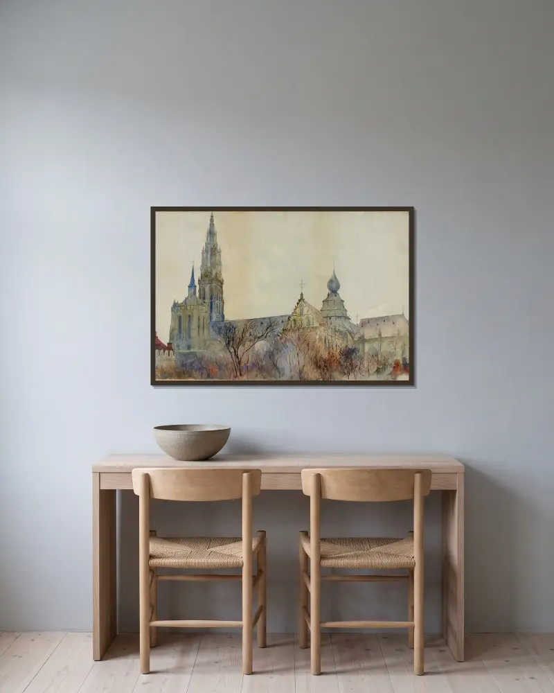 Antwerpener Kathedrale von Cass Gilbert gerahmt an einer Wand