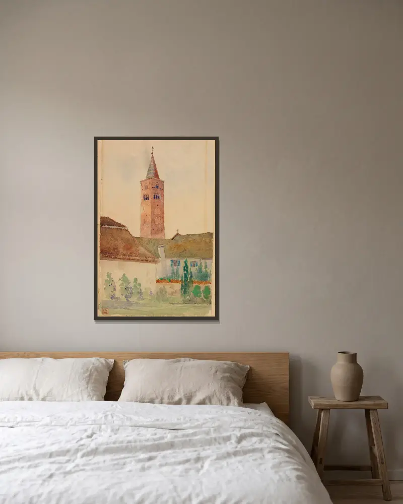 Church Tower, Italy av Cass Gilbert inramad på en vägg