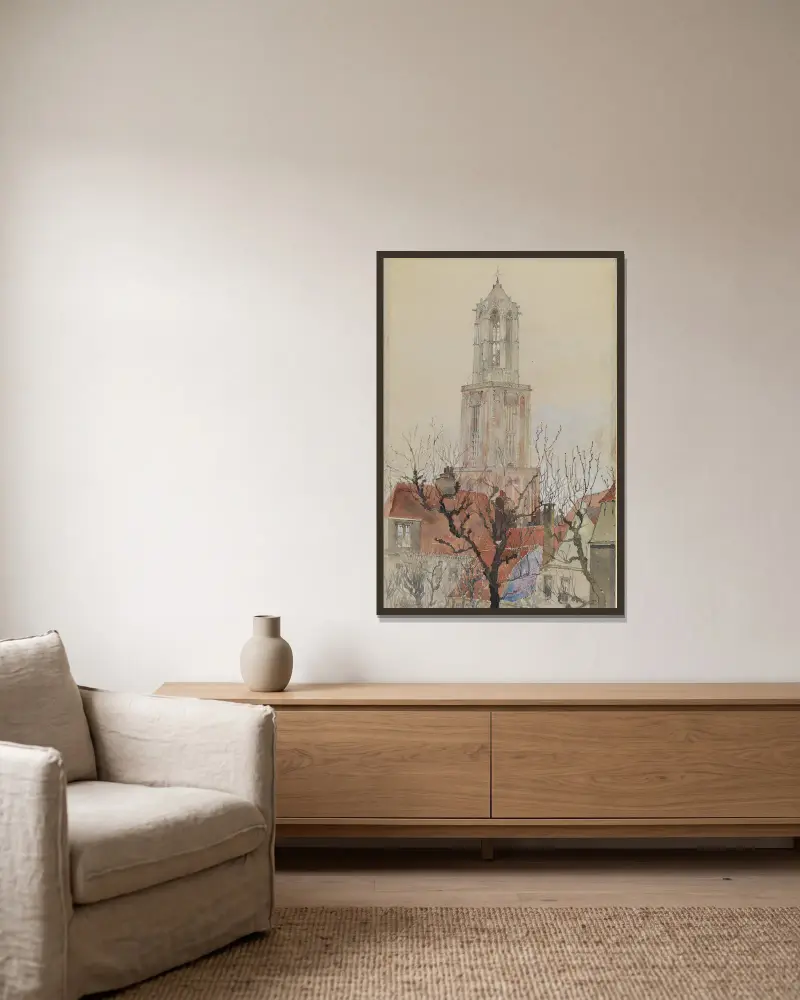 Turm des Utrechter Doms, Holland von Cass Gilbert gerahmt an einer Wand