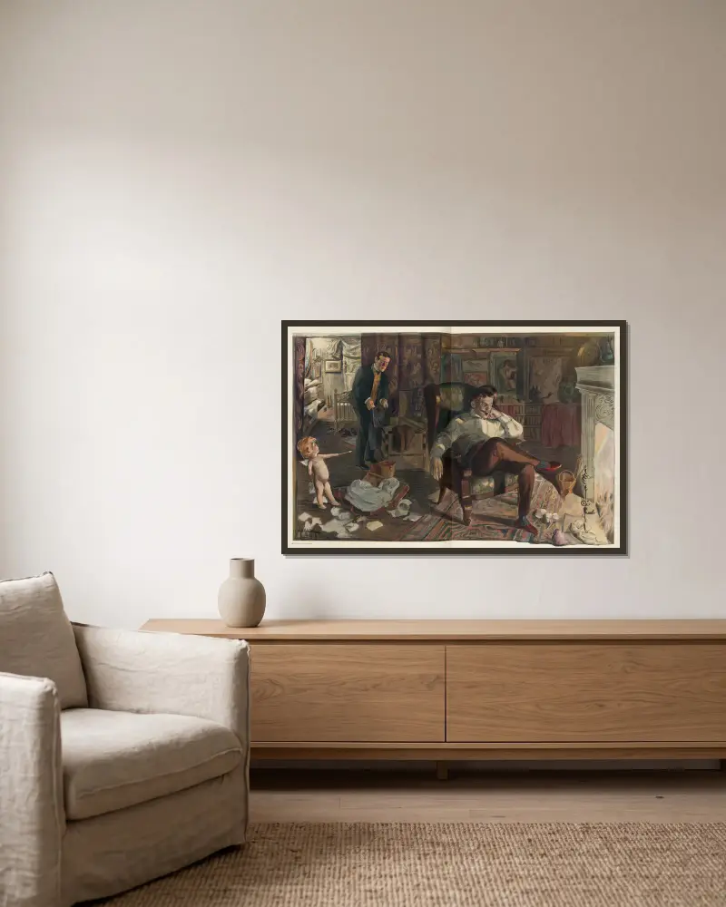 Des Junggesellen letzter Heiligabend von Rose Cecil O'Neill gerahmt an einer Wand
