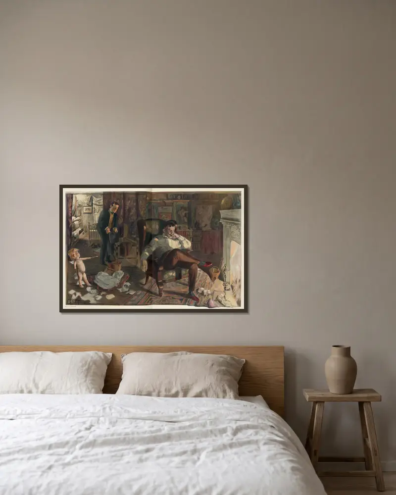 Des Junggesellen letzter Heiligabend von Rose Cecil O'Neill gerahmt an einer Wand
