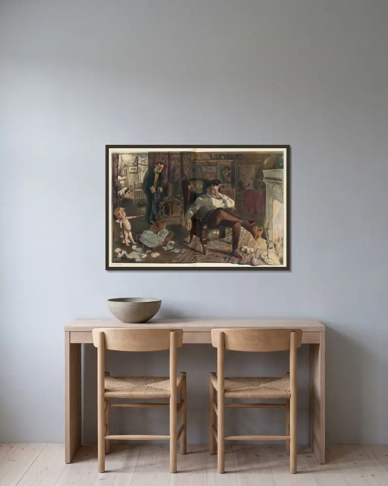Des Junggesellen letzter Heiligabend von Rose Cecil O'Neill gerahmt an einer Wand