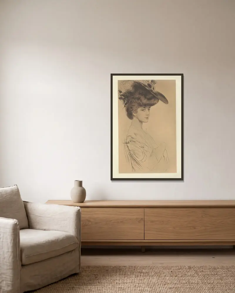 Miss Savory, Paul César Helleu v rámu na stěně