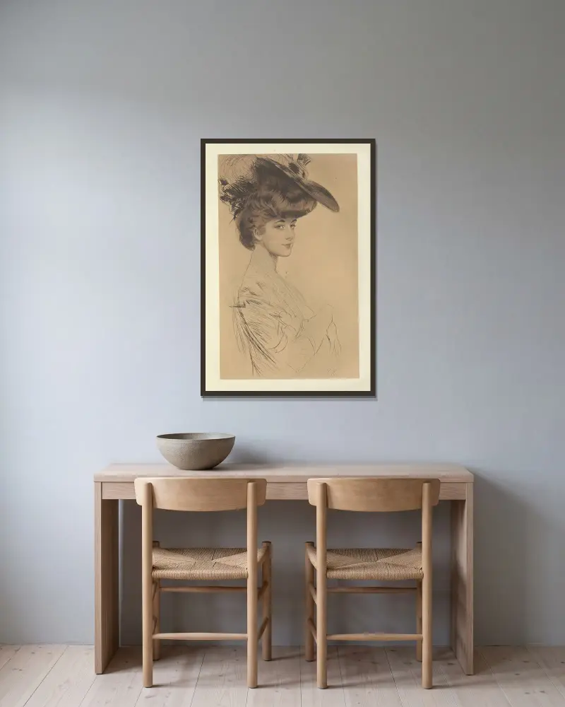 Miss Savory, Paul César Helleu v rámu na stěně