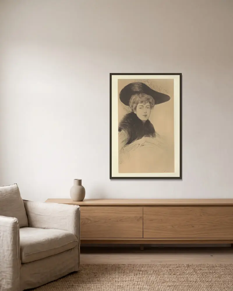Mrs. Thomas von Paul César Helleu gerahmt an einer Wand