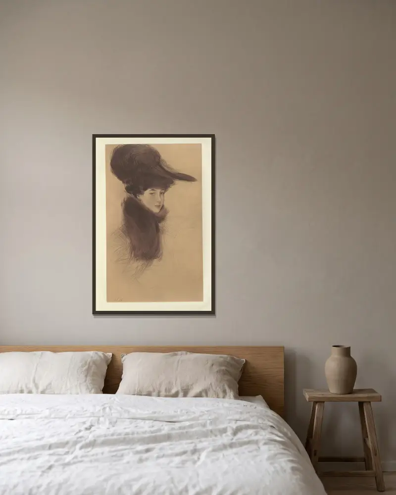 Hertiginnan av Marlborough av Paul César Helleu inramad på en vägg
