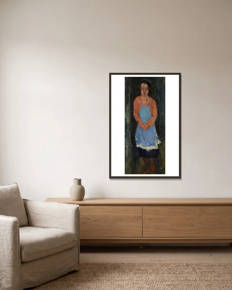 Cook in Blue Apron av Chaïm Soutine inramad på en vägg