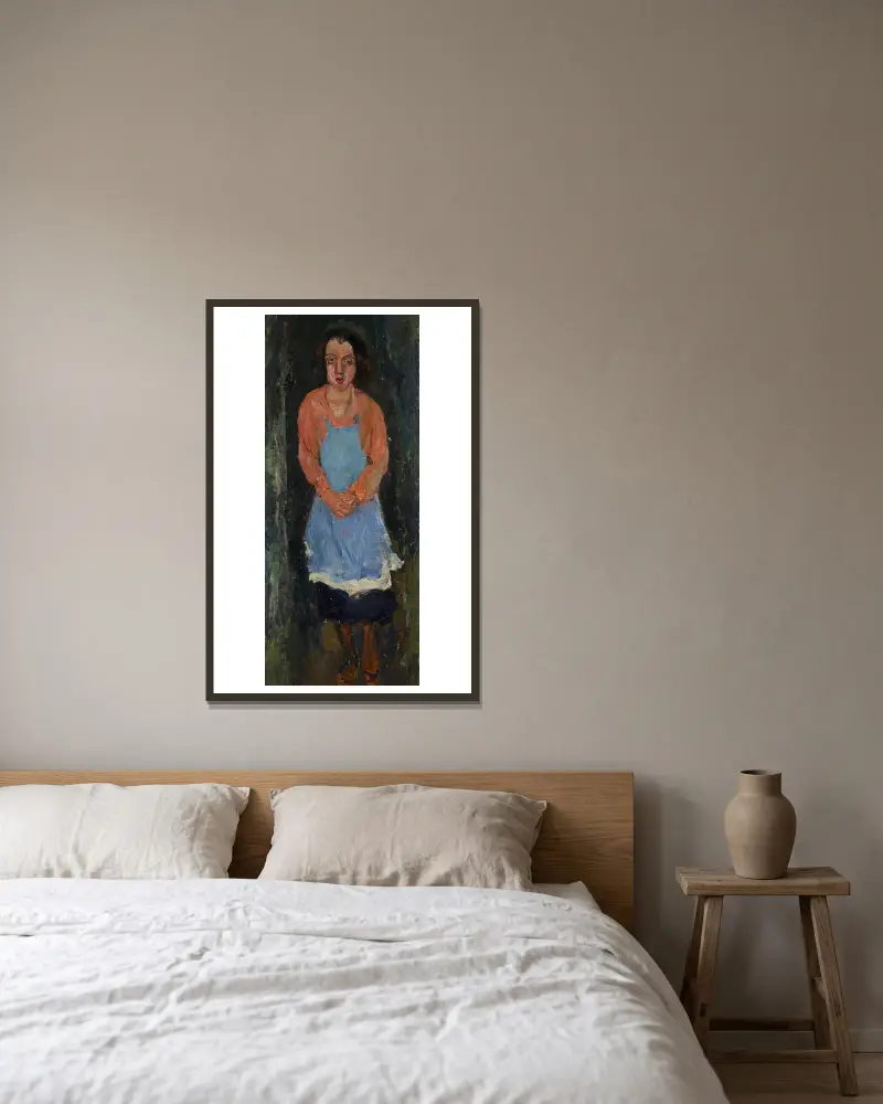 Cook in Blue Apron av Chaïm Soutine inramad på en vägg