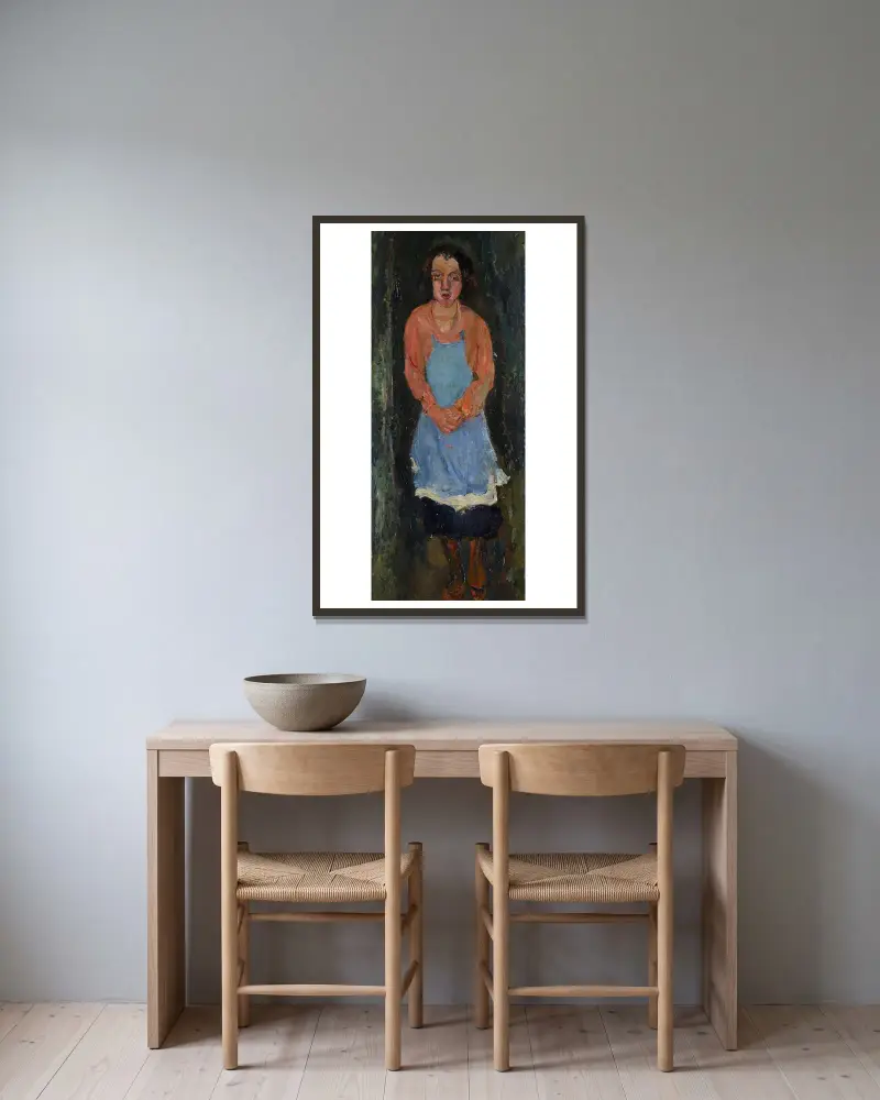 Cook in Blue Apron av Chaïm Soutine inramad på en vägg