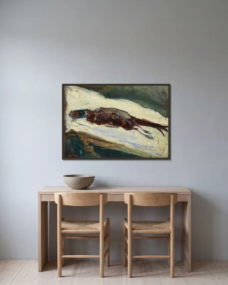 Dead Pheasant av Chaïm Soutine inramad på en vägg