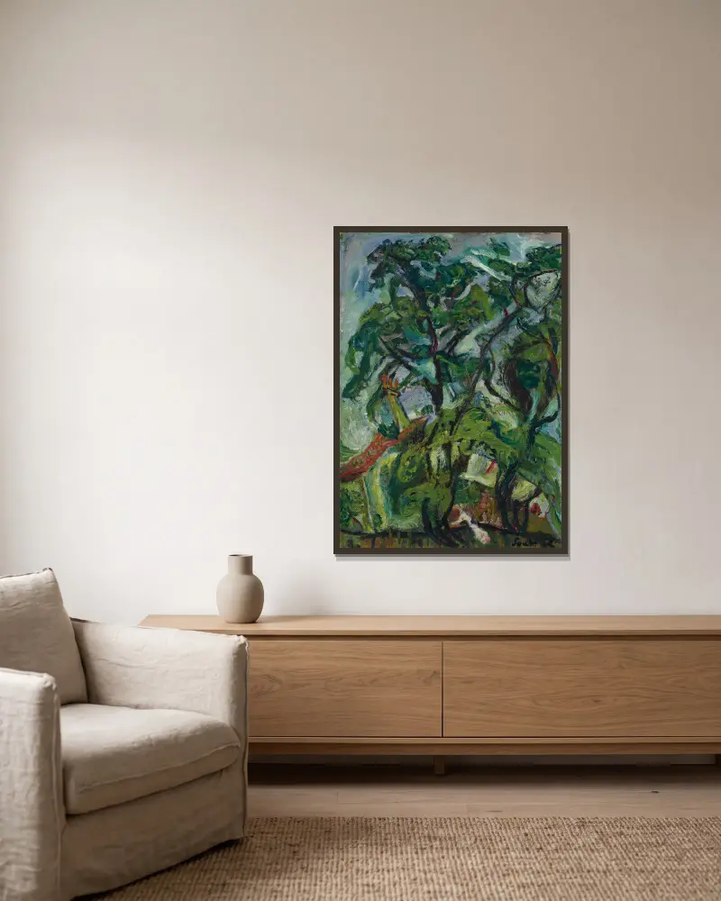Gourdon-sur-Vence von Chaïm Soutine gerahmt an einer Wand