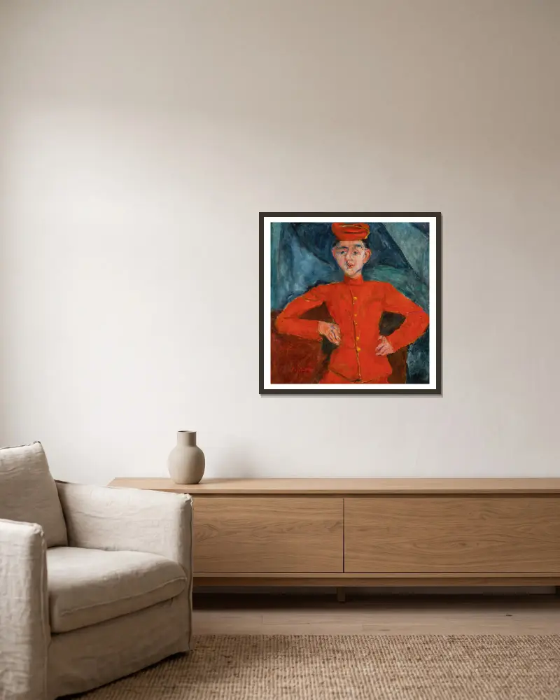Le Chasseur De Chez Maxim’s av Chaïm Soutine inramad på en vägg