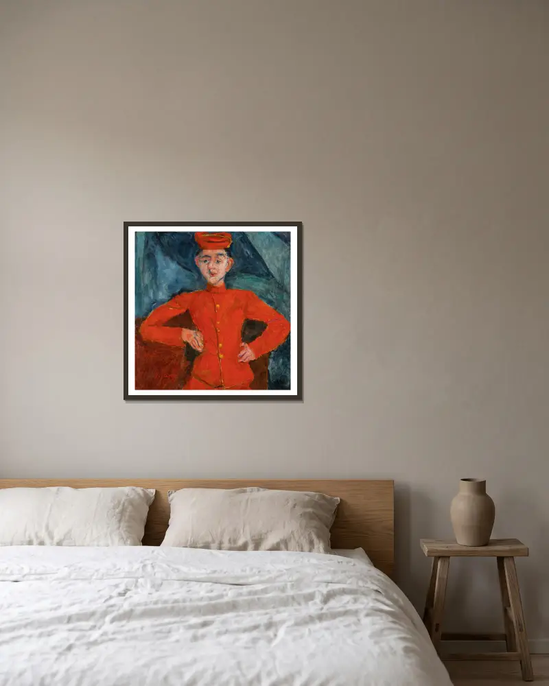 Le Chasseur De Chez Maxim’s av Chaïm Soutine inramad på en vägg