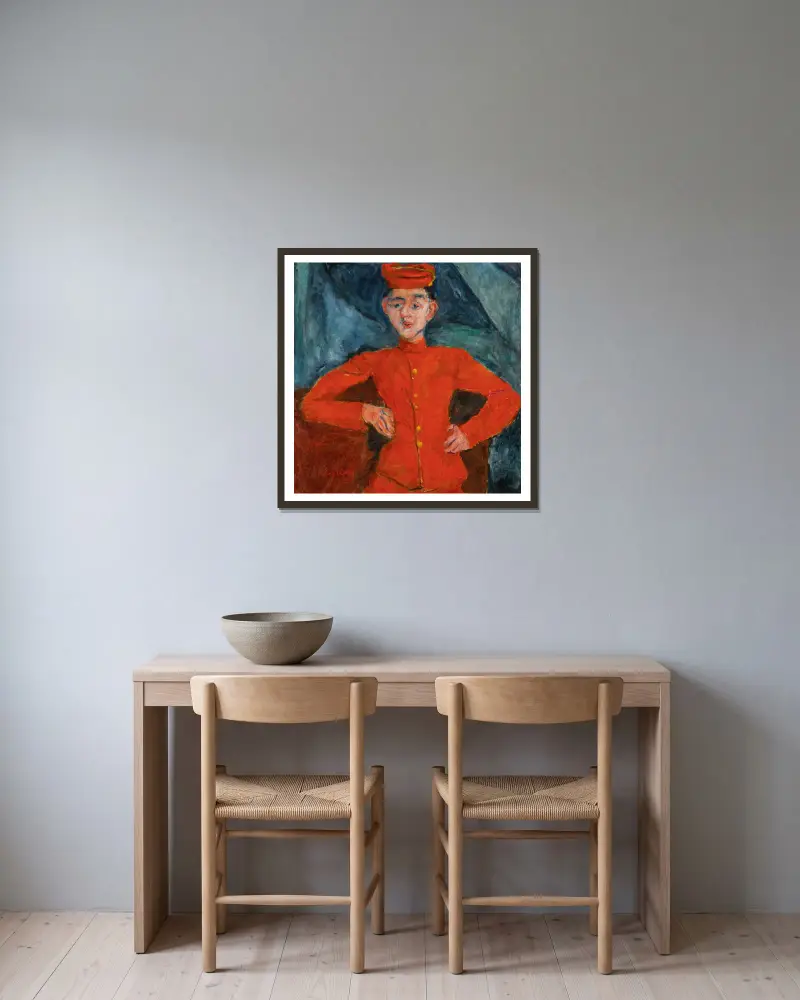 Le Chasseur De Chez Maxim’s av Chaïm Soutine inramad på en vägg