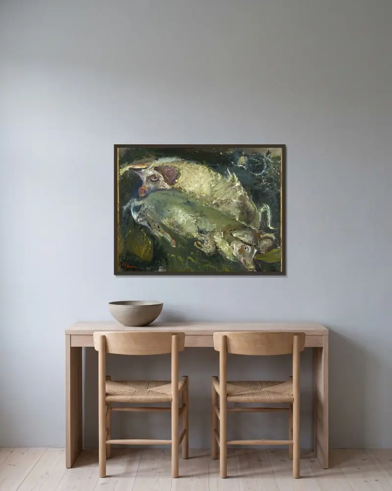Les porcs av Chaïm Soutine inramad på en vägg