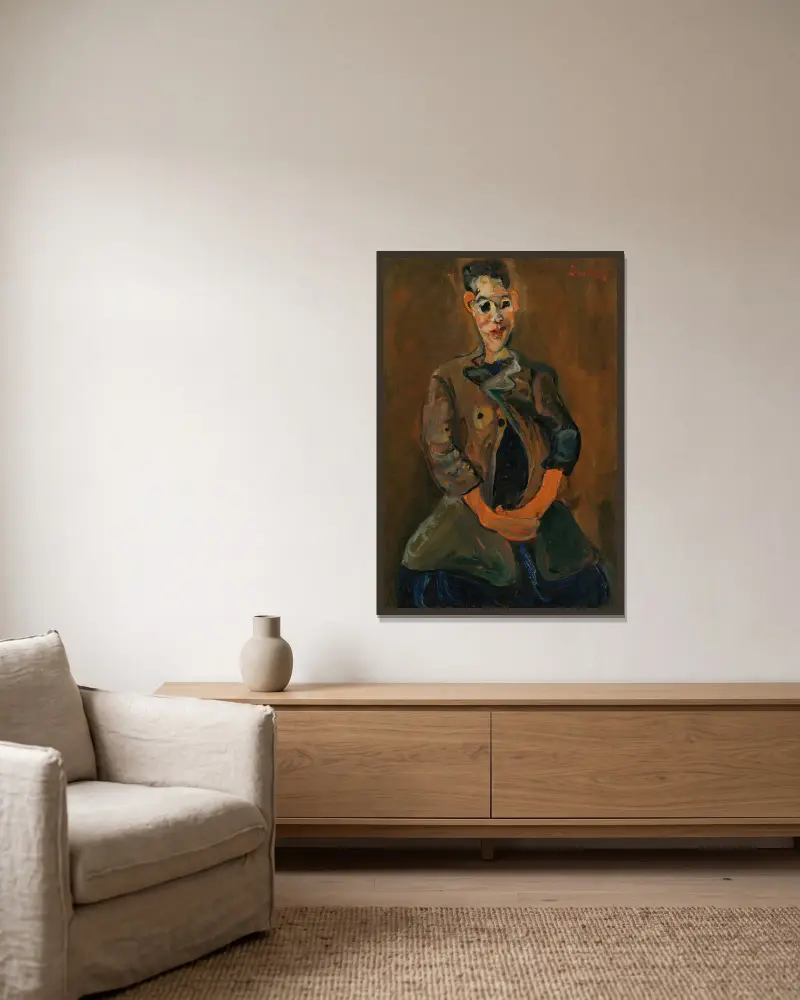 Portrét mladého muže, Chaïm Soutine v rámu na stěně
