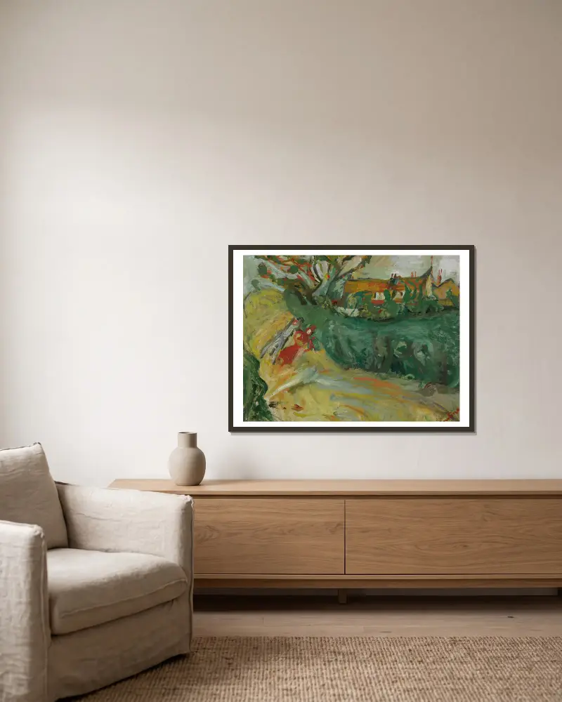 Promenade Auprès Du Village av Chaïm Soutine inramad på en vägg