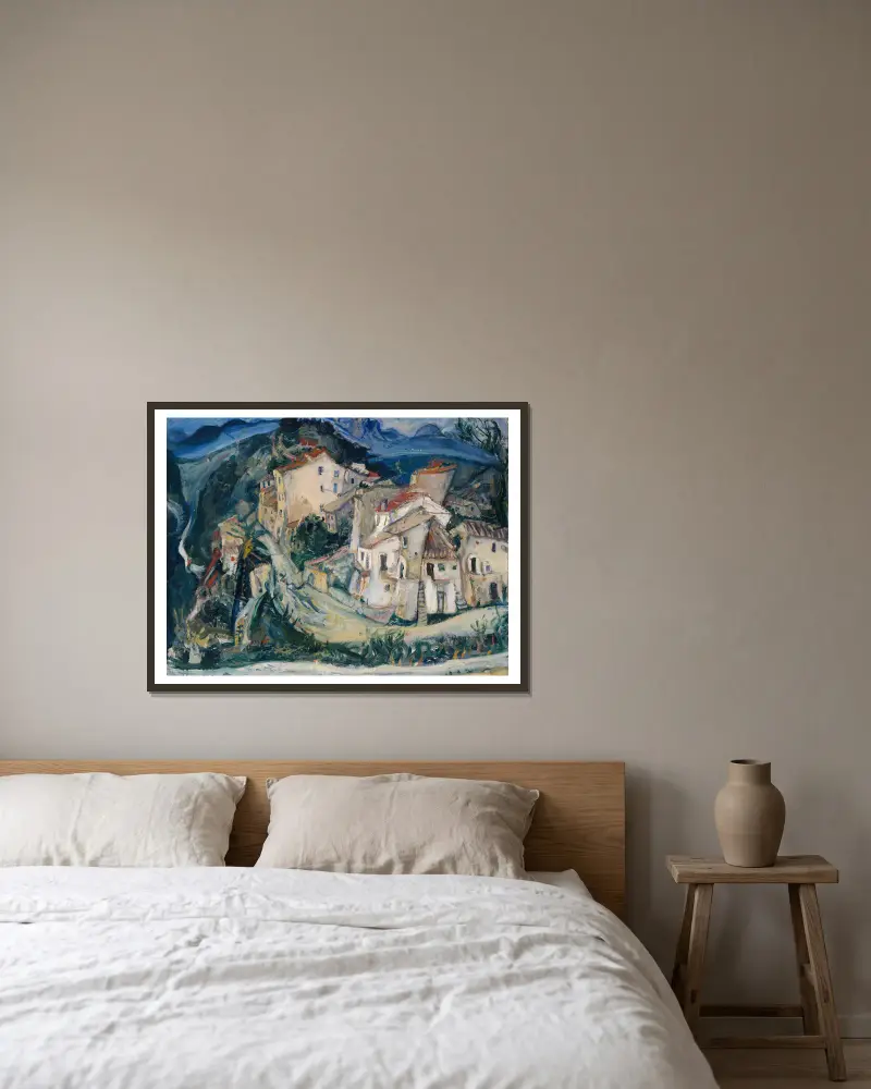 View of Cagnes av Chaïm Soutine inramad på en vägg