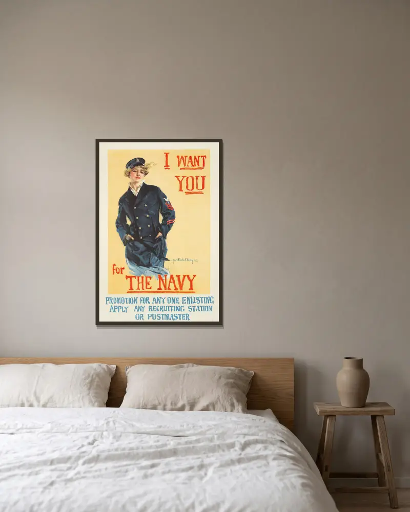 Jag vill ha dig till flottan av Howard Chandler Christy inramad på en vägg