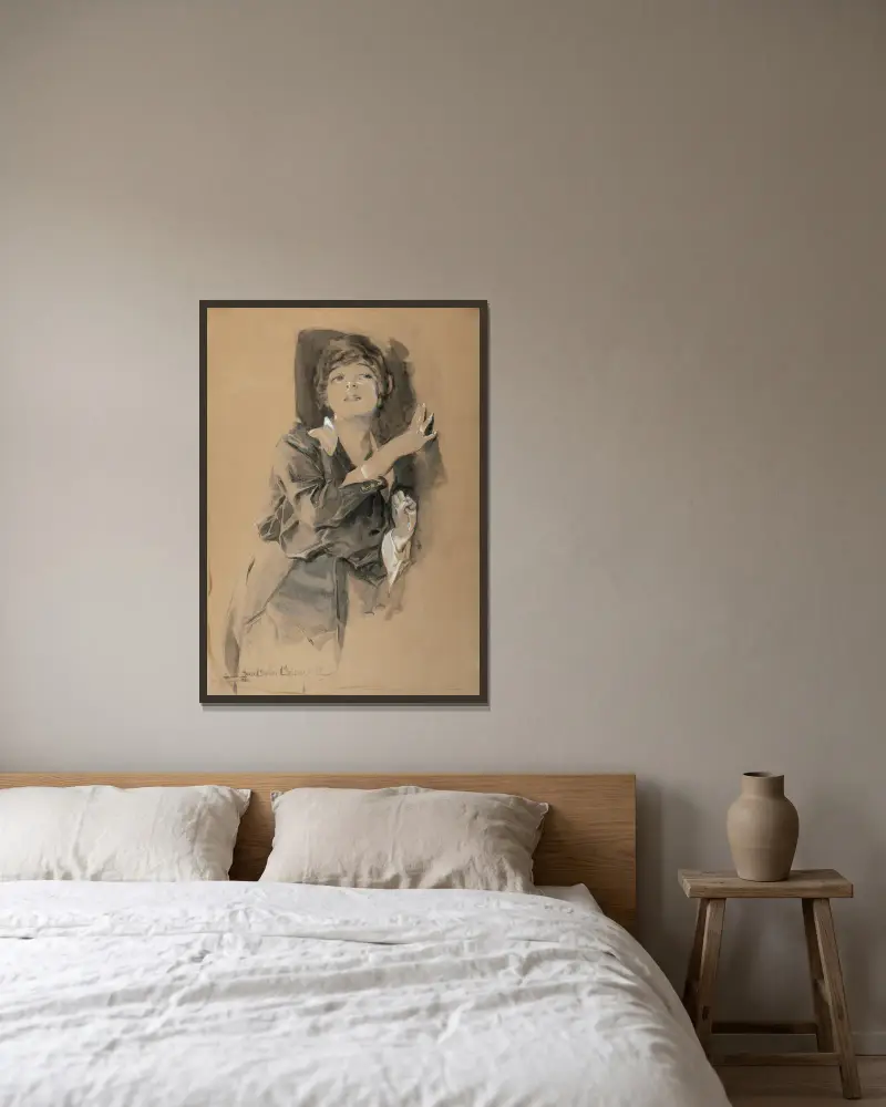 Lauschende von Howard Chandler Christy gerahmt an einer Wand