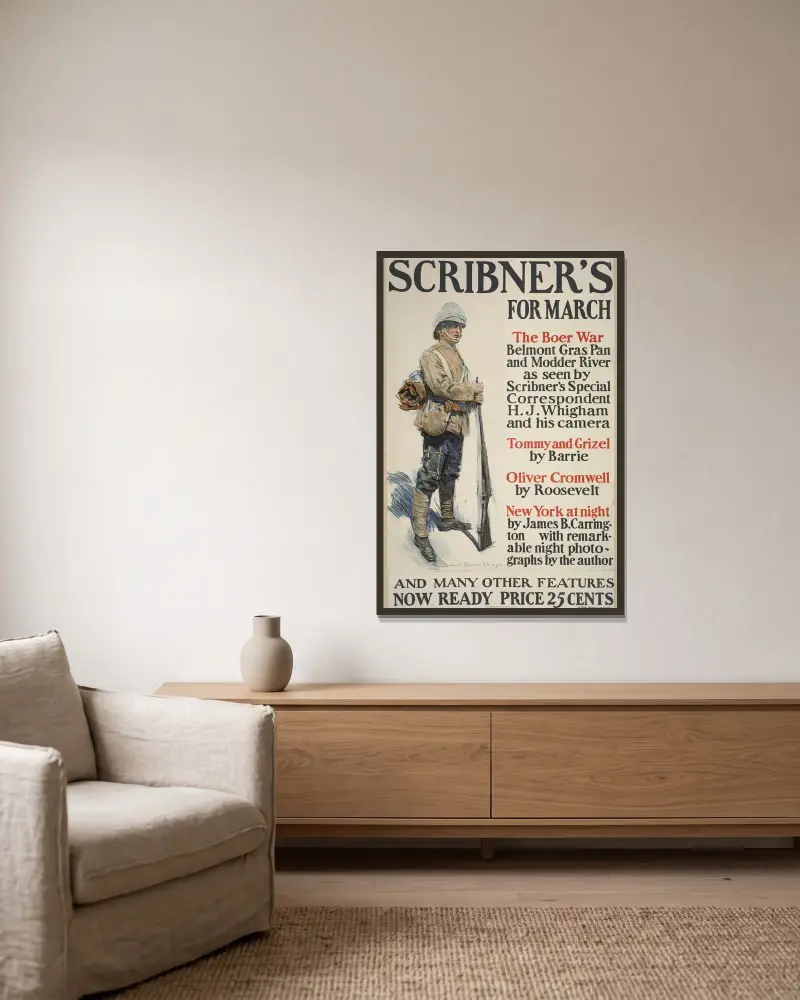 Scribner's für März von Howard Chandler Christy gerahmt an einer Wand