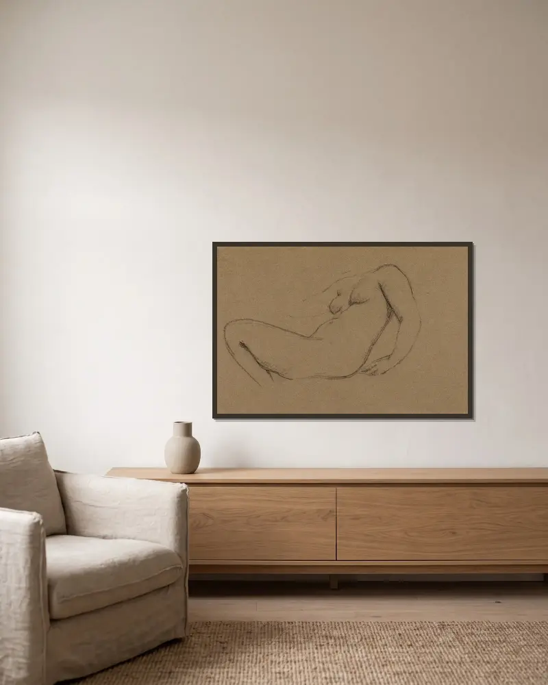 Etude de femme nue – nr 4 av Charles Chaplin inramad på en vägg