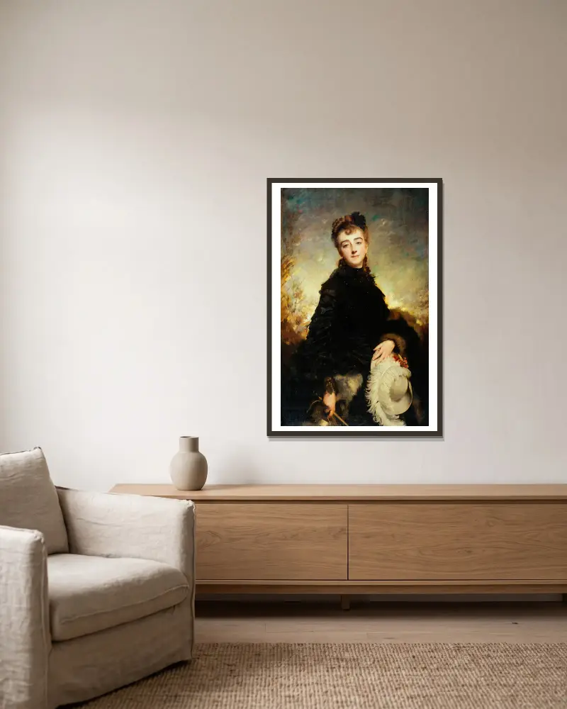 Portrét ženy, Charles Chaplin v rámu na stěně
