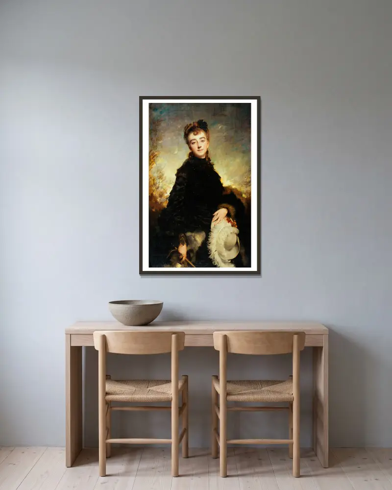 Portrét ženy, Charles Chaplin v rámu na stěně