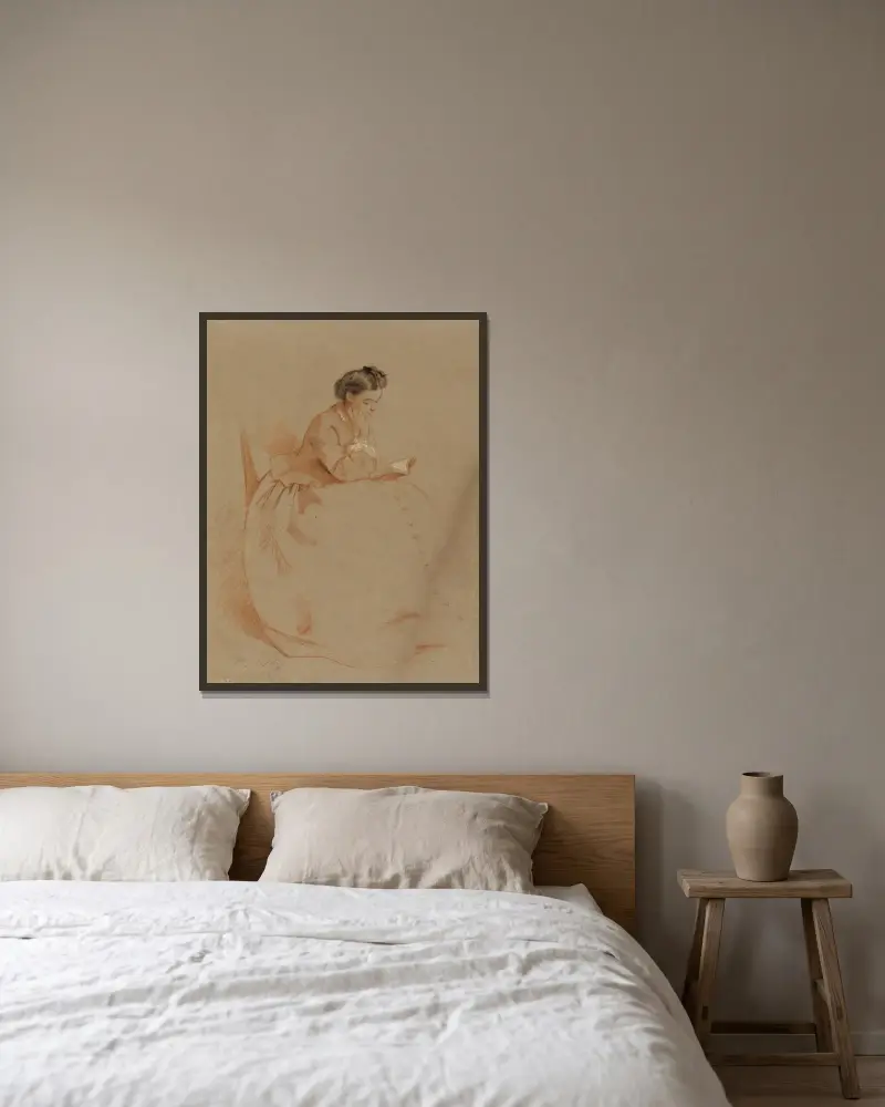 Portrait de Mme Chaplin av Charles Chaplin inramad på en vägg