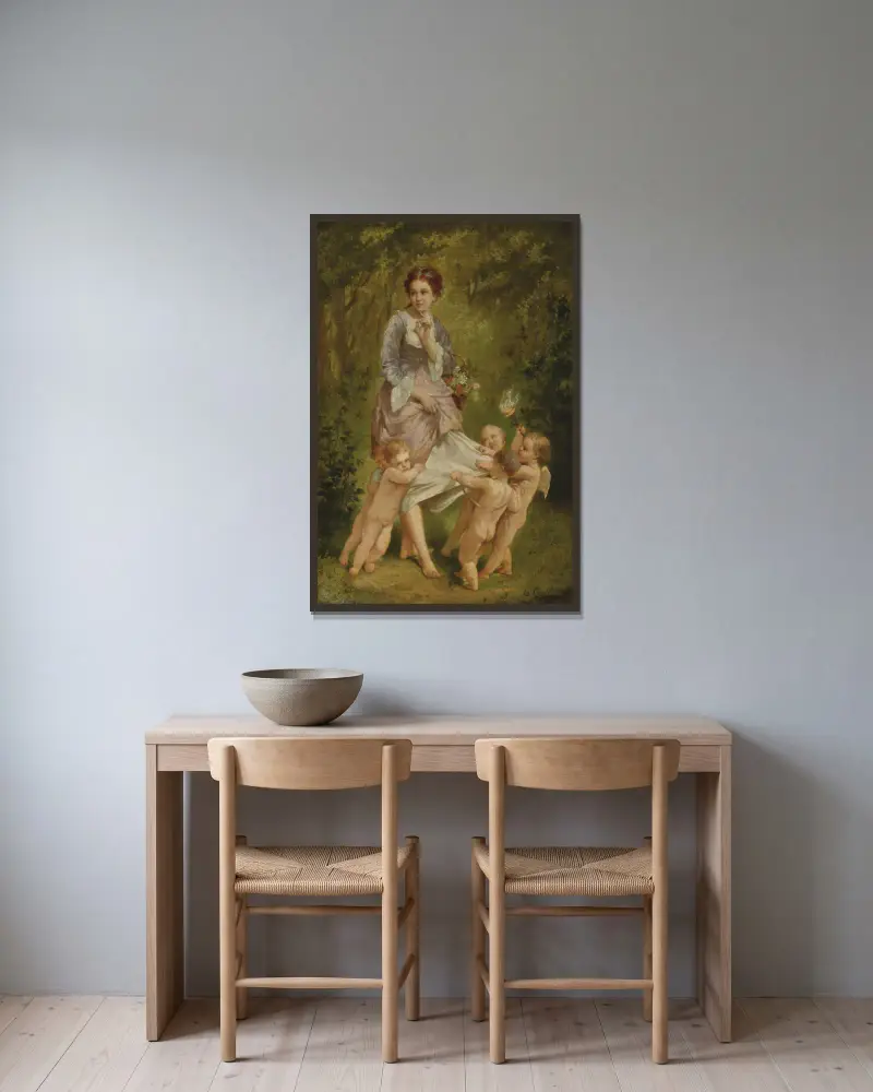 Venus With Putti av Charles Chaplin inramad på en vägg