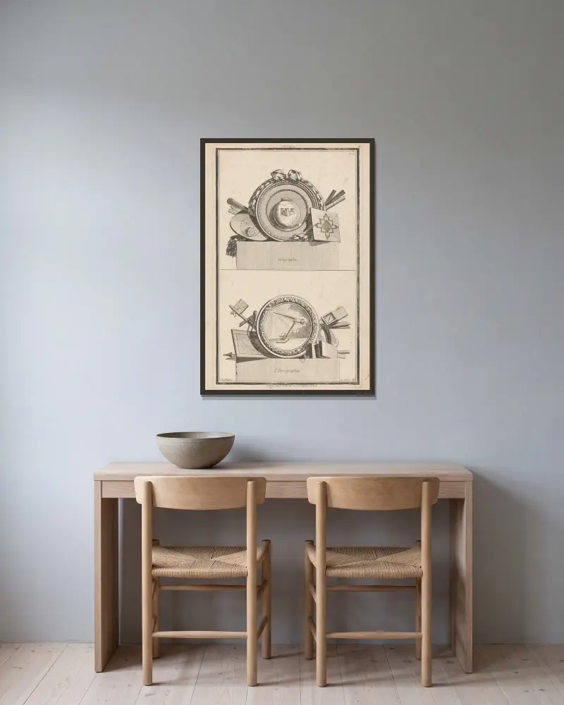 Géographie, L’Horographie av Jean-Charles Delafosse inramad på en vägg